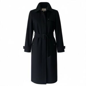 Burberry Wool & Cashmere Black Belted Trench Coat